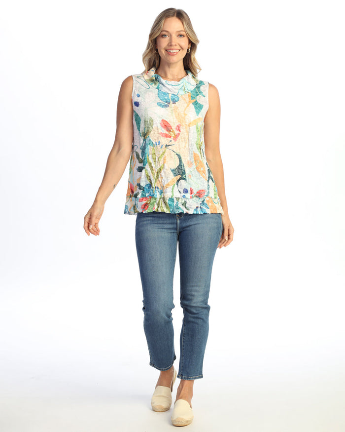 Crushed Cowl Neck Sleeveless Top - SC2