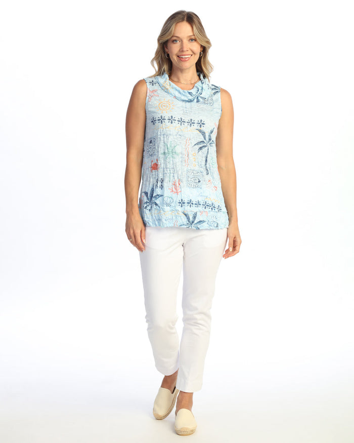 Crushed Cowl Neck Sleeveless Top - SC2