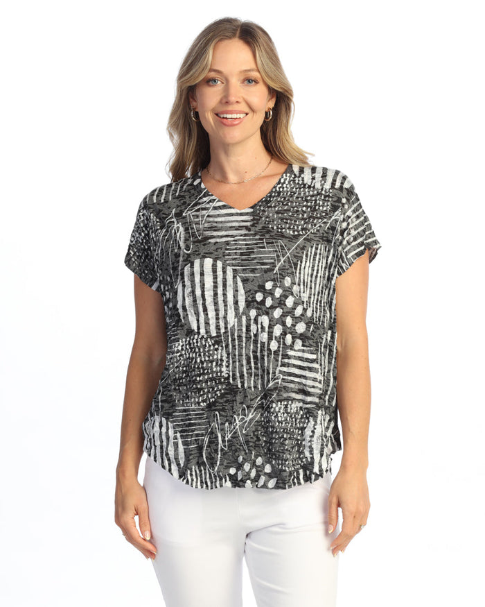Crushed V-Neck Dolman Sleeve Top - SC1