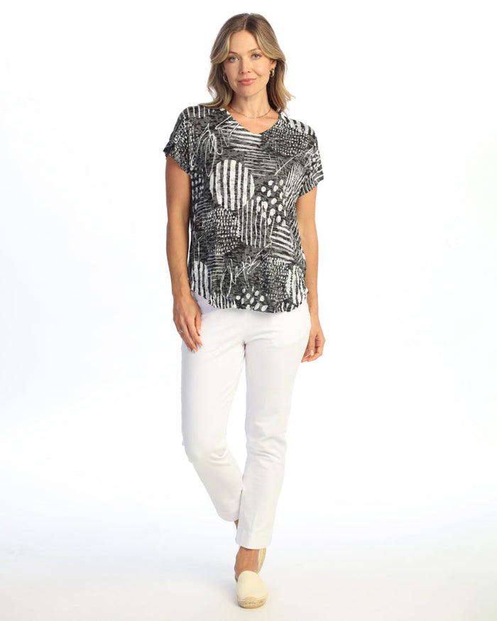 Crushed V-Neck Dolman Sleeve Top - SC1