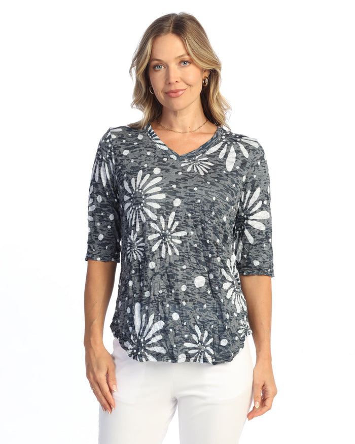Crushed V-Neck Half Sleeve Top - SC3