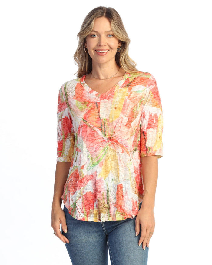 Crushed V-Neck Half Sleeve Top - SC3