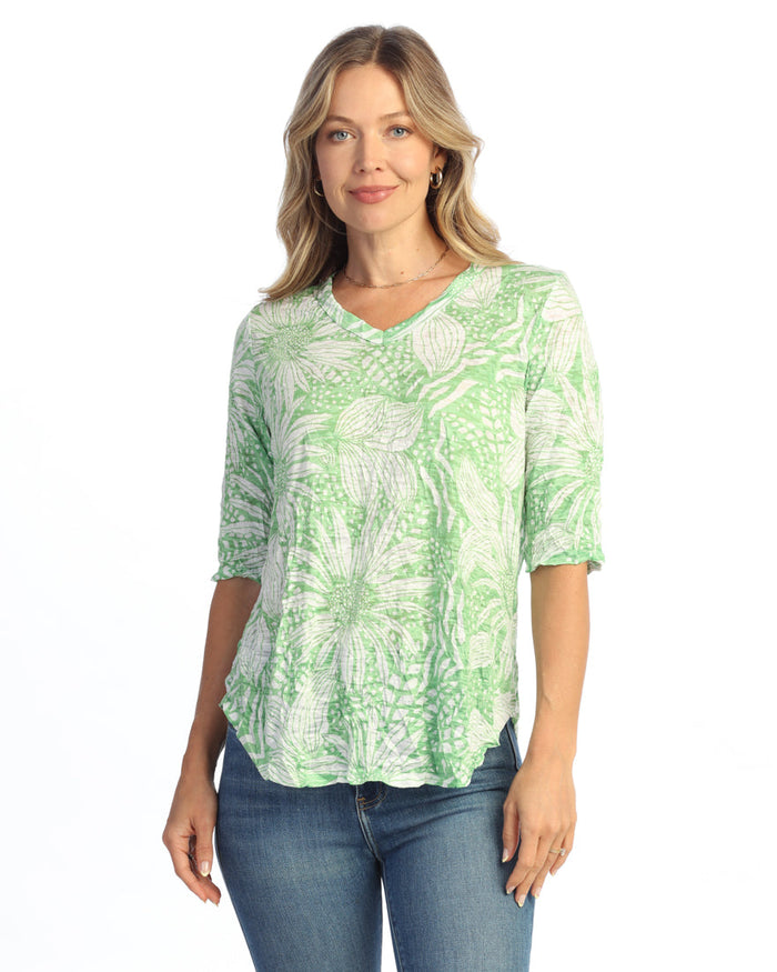Crushed V-Neck Half Sleeve Top - SC3