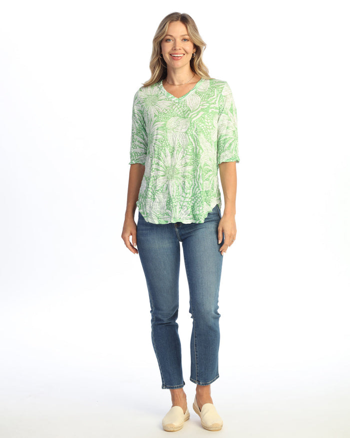 Crushed V-Neck Half Sleeve Top - SC3