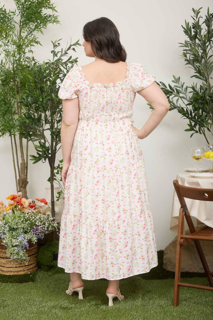 Curve + Pink Floral Midi Dress