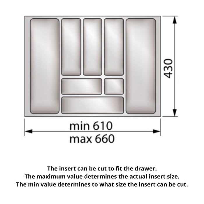 Cutlery Tray for Drawer, Cabinet Width: 700mm, Depth: 430mm - White Cutlery Tray NTP
