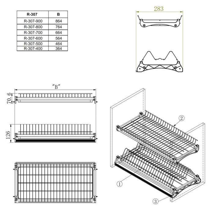 Dish Rack Kitchen Cabinet - Chrome - 28 inch (2) – Furnica