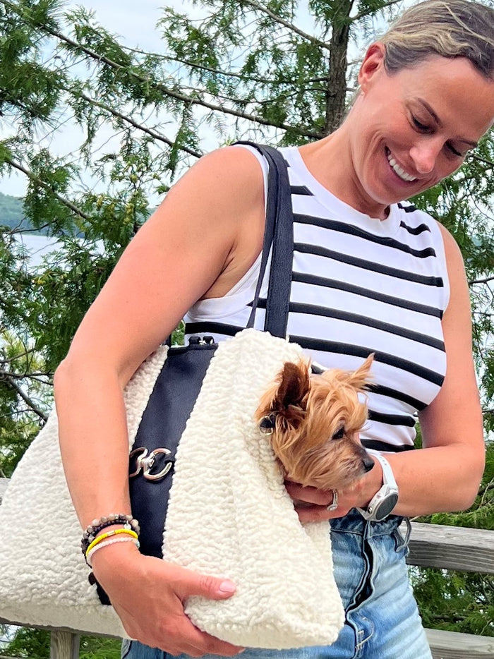 dog-carrier-purse-ivory-faux-sheepskin-fur