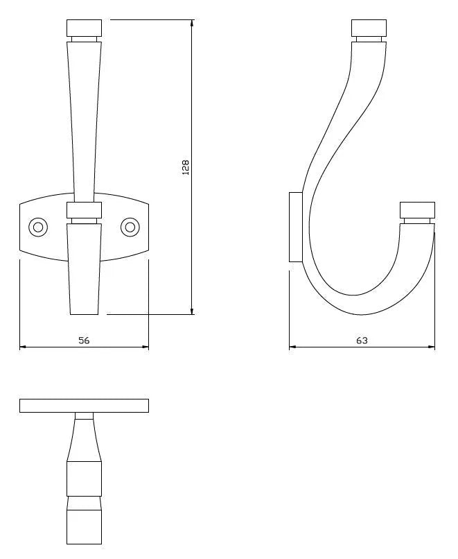 Double Coat Hook - 5-1/16 inch (128 mm) - Matte Gold