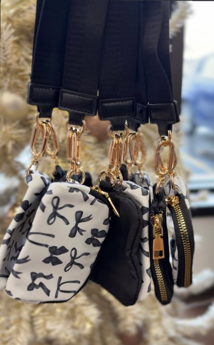 Double Pouch Wristlet - Midnight Bow