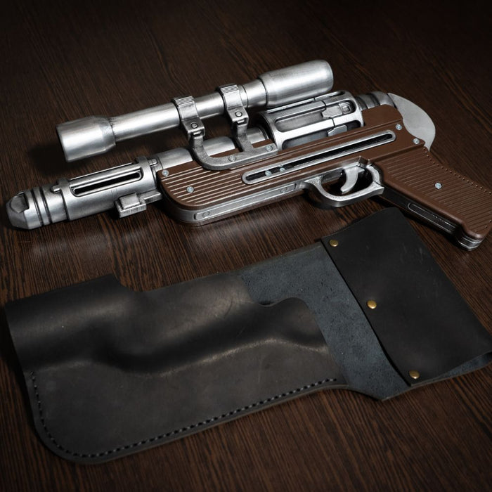 DT-29 Heavy Blaster Pistol replica from Star Wars cosplay prop with hand-painted finish and orange safety plug
