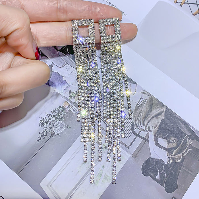E1090 - Silver Flash Drop Earrings
