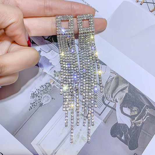 E1090 - Silver Flash Drop Earrings