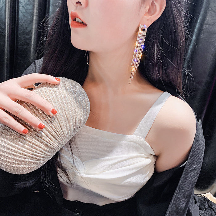 E1090 - Silver Flash Drop Earrings