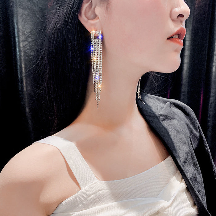 E1090 - Silver Flash Drop Earrings