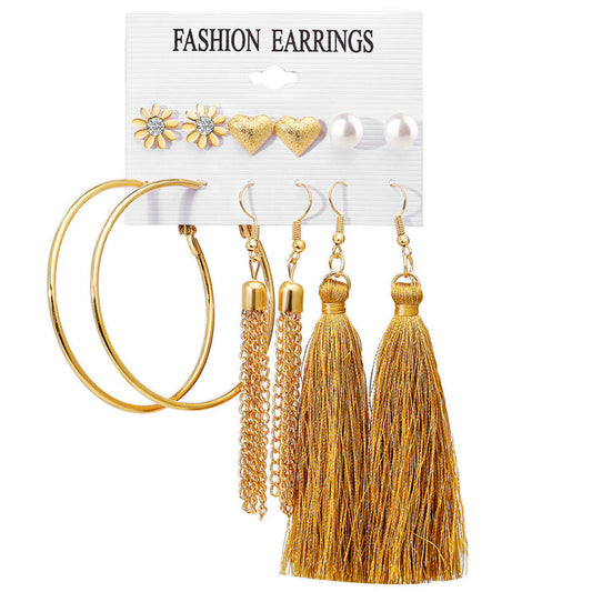 E1241 - Floral Tassel Earring Set