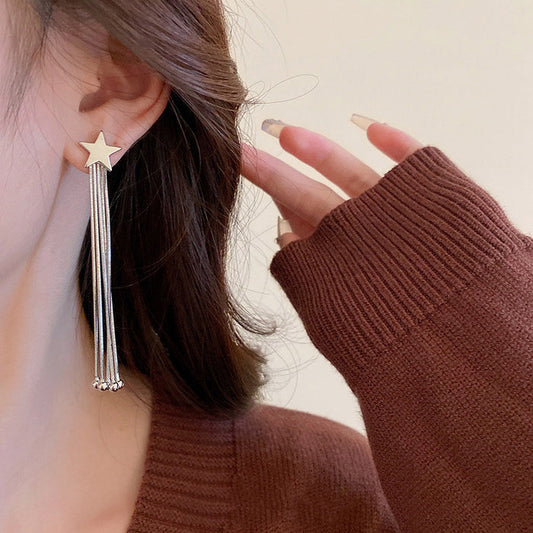 E1376 - Star Drop Long Earrings