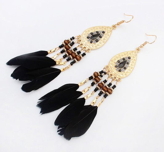 E1381 - Black Feather Earrings