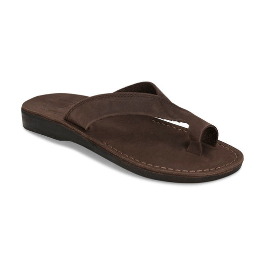 Echo - Asymmetrical Toe Loop Sandal | Brown Nubuck
