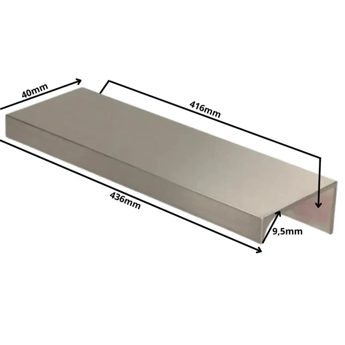 Edge Grip Round Profile Handle 16-3/8 inch / 416 mm (17-3/16 inch / 436 mm Overall Length) - Brushed Stainless Steel Look