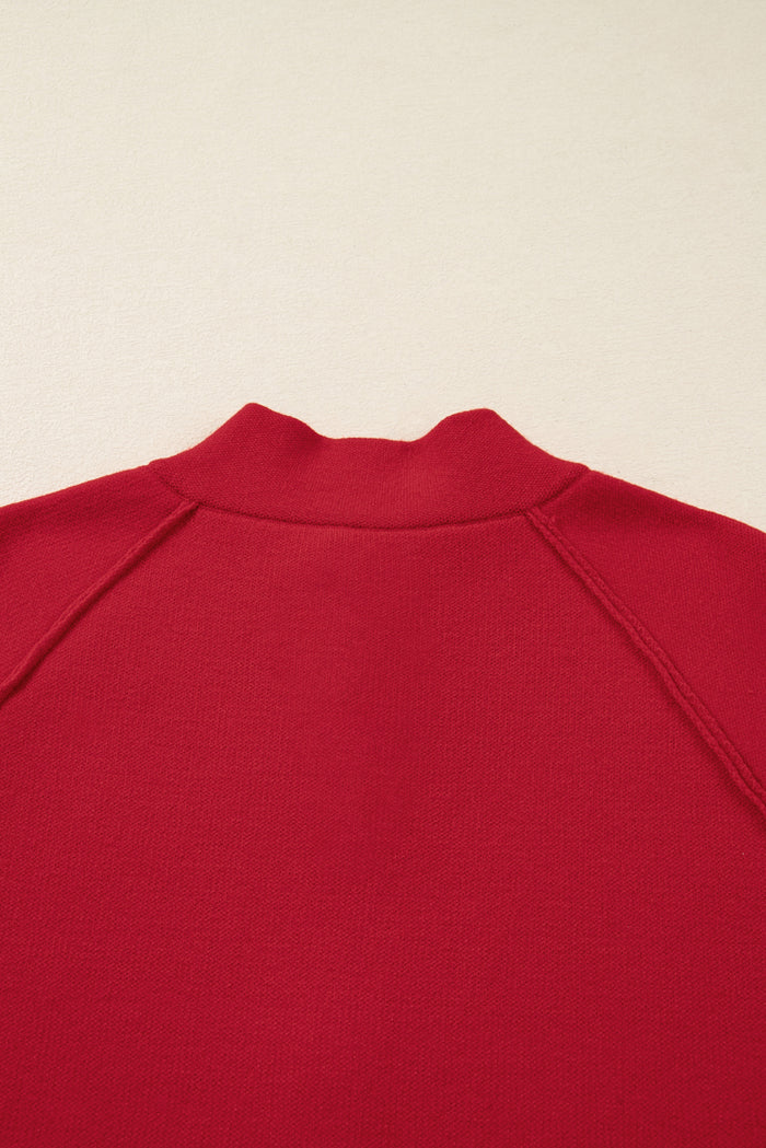 Fiery Red Collared Button Front Wrapped Cardigan Jacket