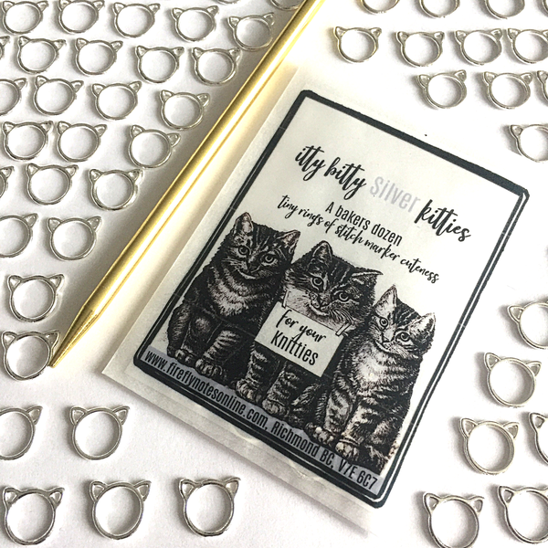 Firefly notes - Silver Itty Bitty Kitties Stitch Markers 13pk