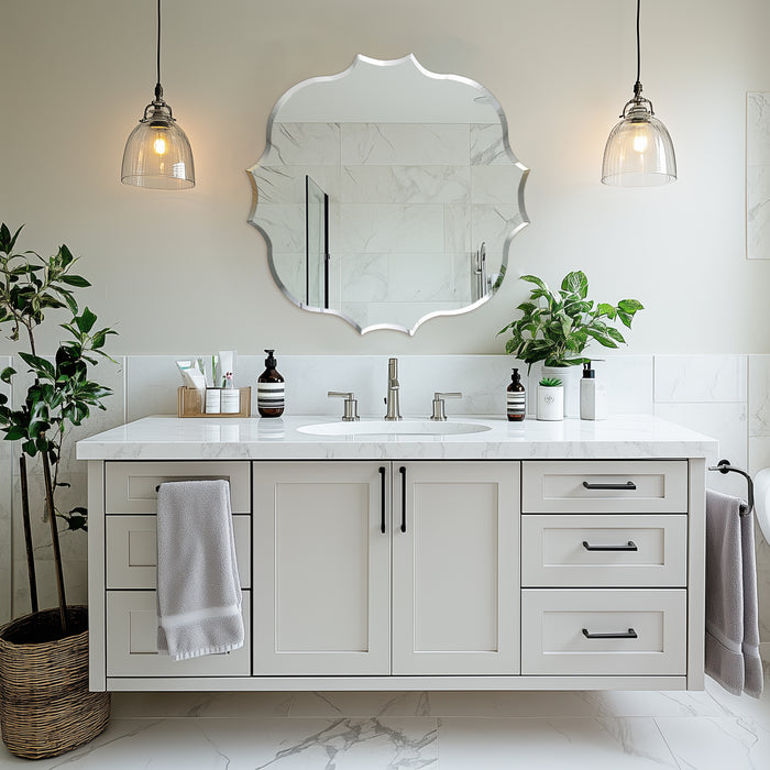 Frameless Irregular Wall Glass Mirror Beveled Edge Wall Vanity Mirror