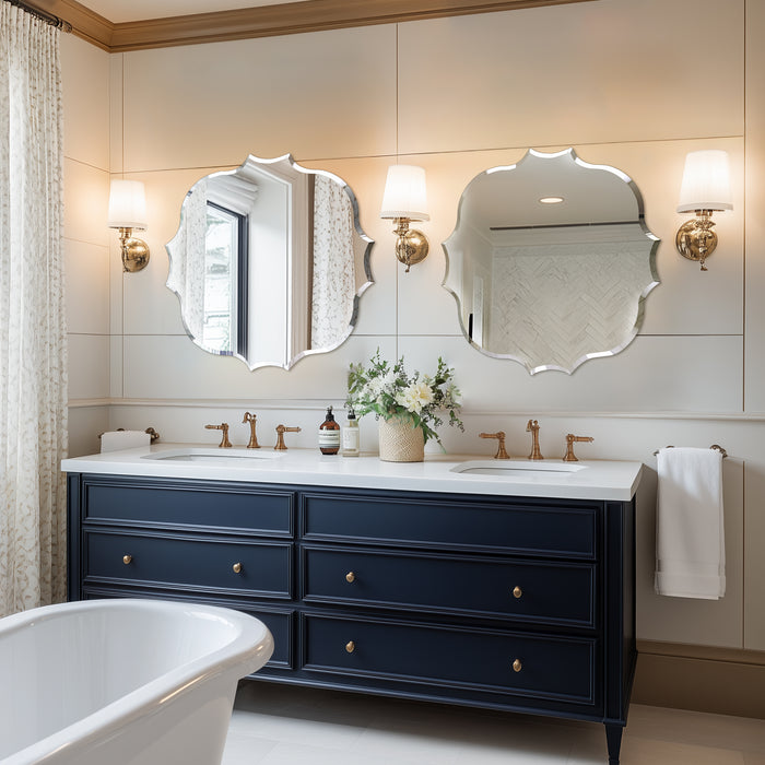 Frameless Irregular Wall Glass Mirror Beveled Edge Wall Vanity Mirror