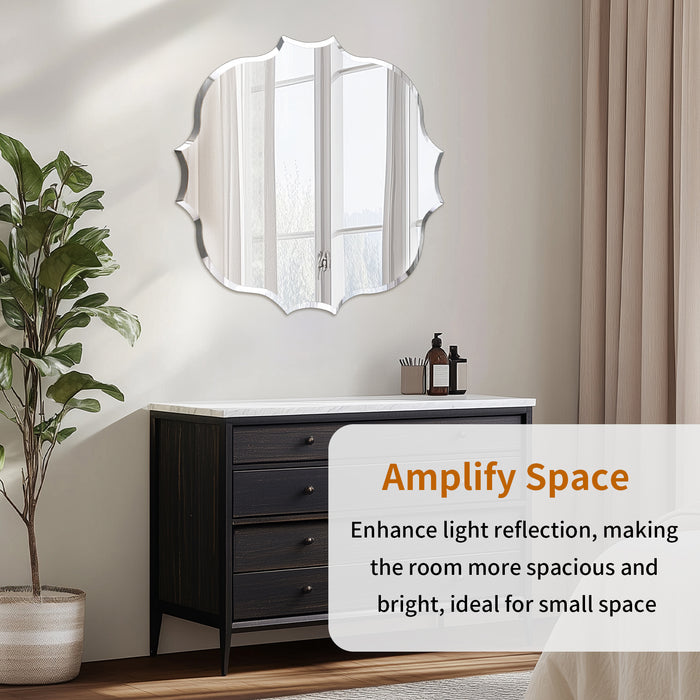 Frameless Irregular Wall Glass Mirror Beveled Edge Wall Vanity Mirror