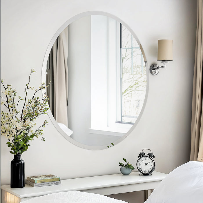 Frameless Round Circle Wall Glass Decor Mirror with Beveled Edge 23.6"/31.5" D