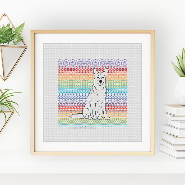 German Shepherd Blackwork Pattern by Peppermint Purple