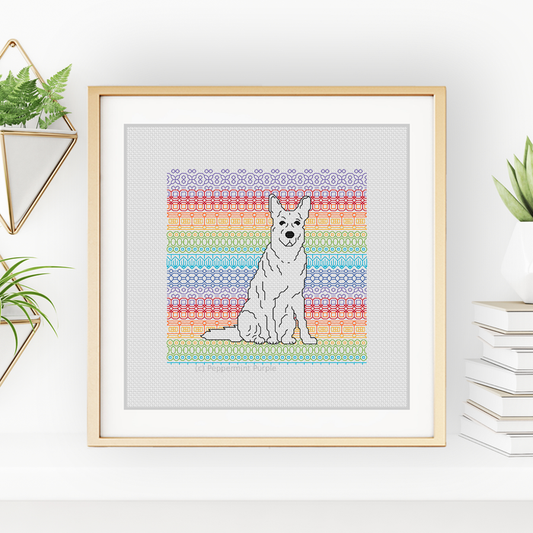 German Shepherd Blackwork Pattern by Peppermint Purple