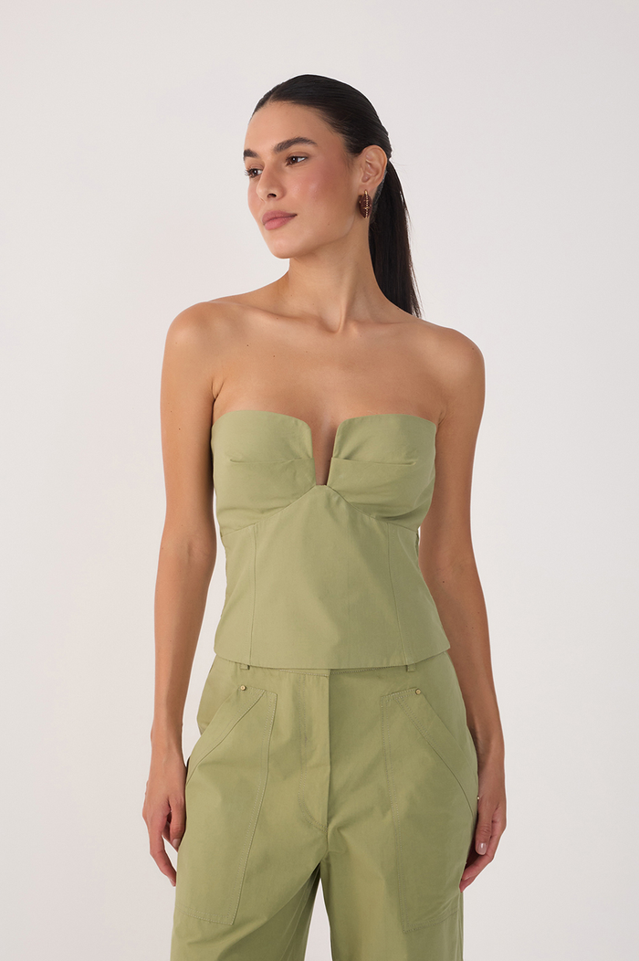 Green Cotton Front Neckline Top_2