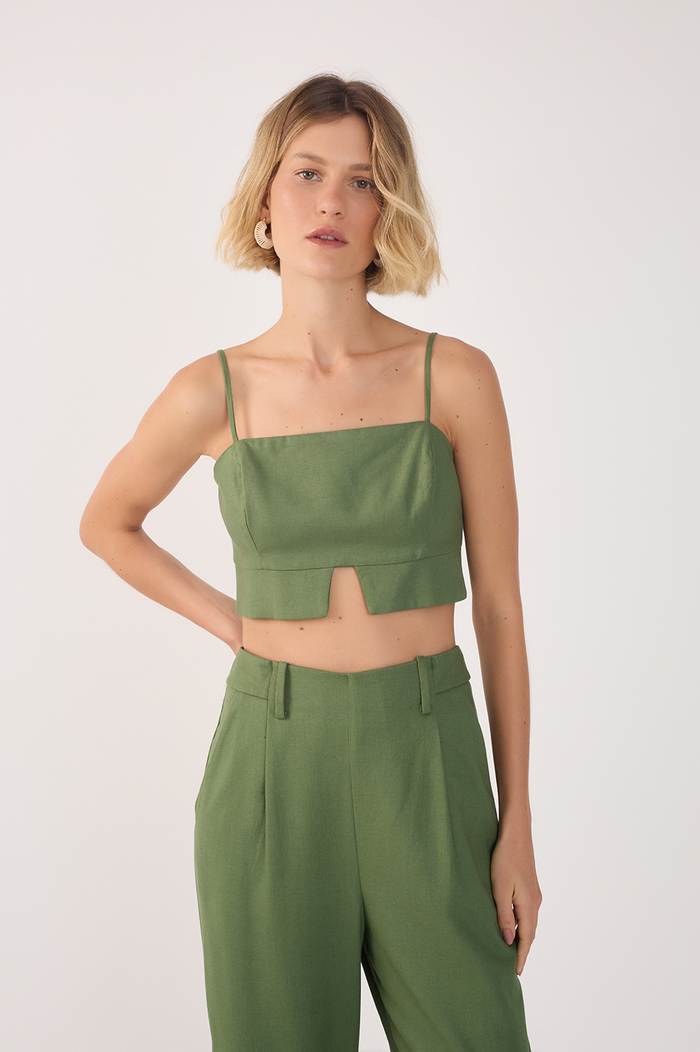 Green Cut-Out Adjustable Straps Top