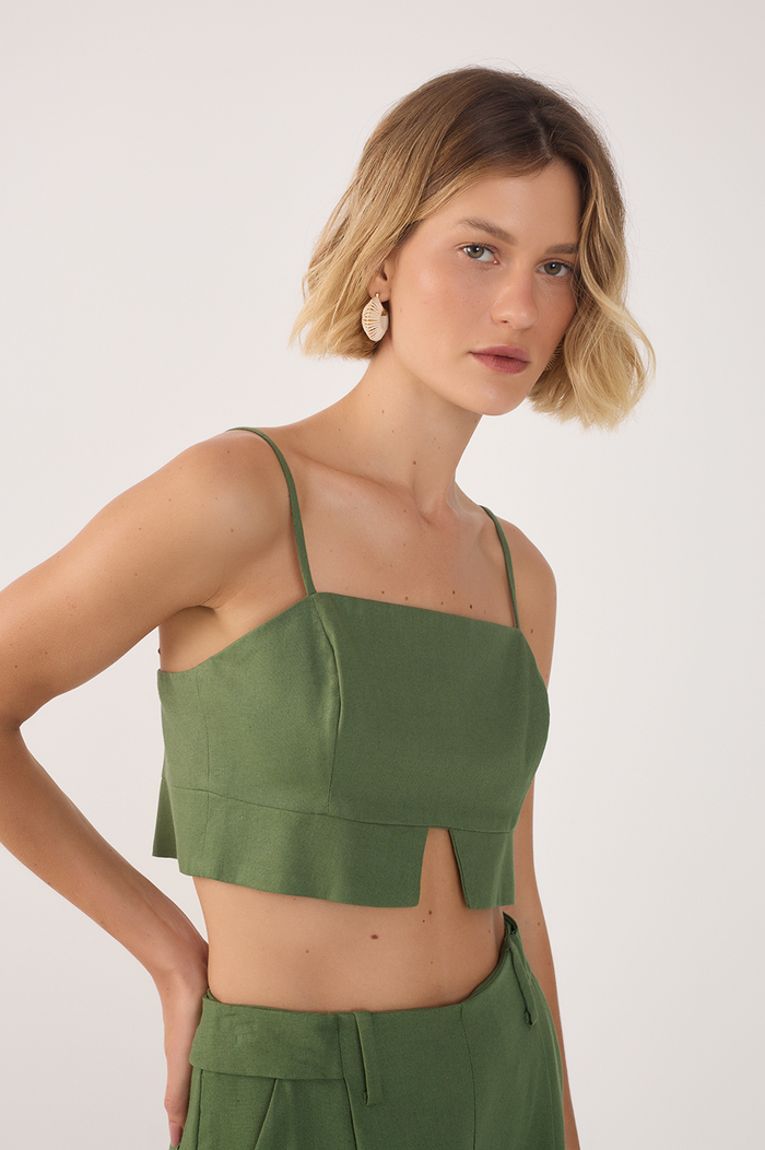 Green Cut-Out Adjustable Straps Top