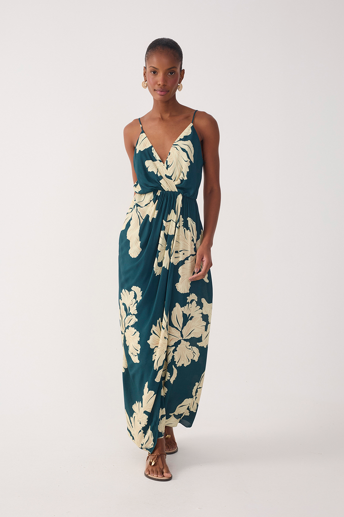 Green Pétala V Neck Wrap Maxi Dress_2