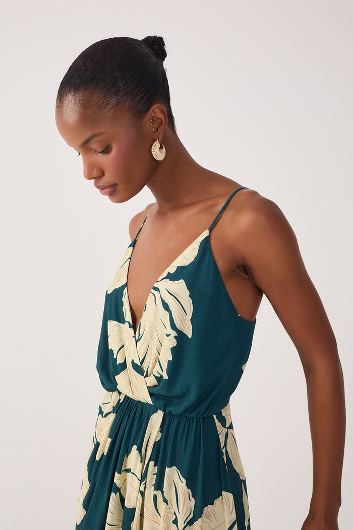 Green Pétala V Neck Wrap Maxi Dress_5