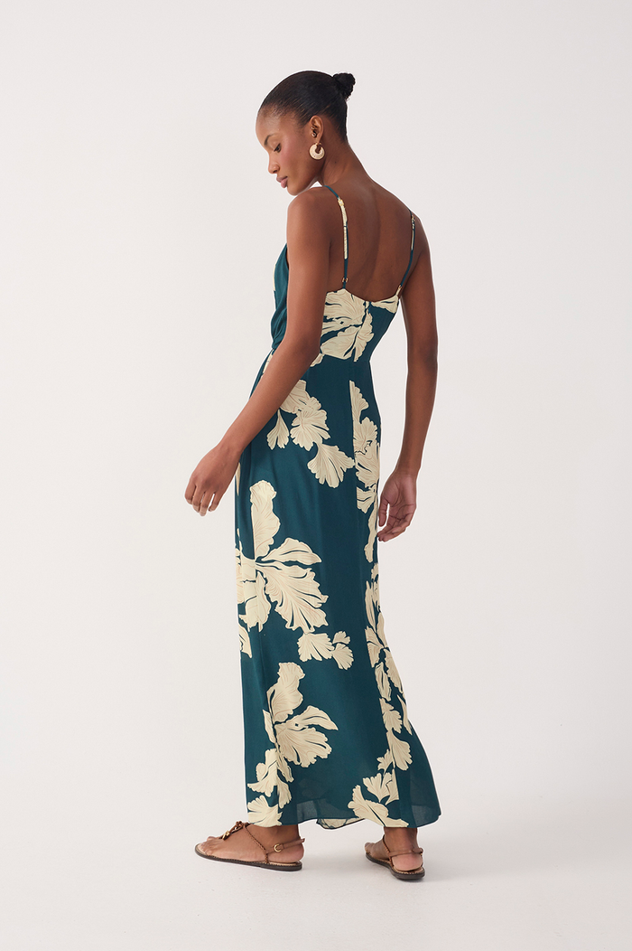 Green Pétala V Neck Wrap Maxi Dress_6