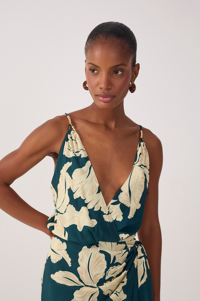 Green Pétala V Neck Wrap Mini Dress_5