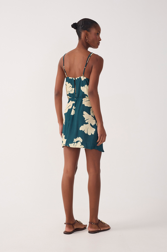 Green Pétala V Neck Wrap Mini Dress_7