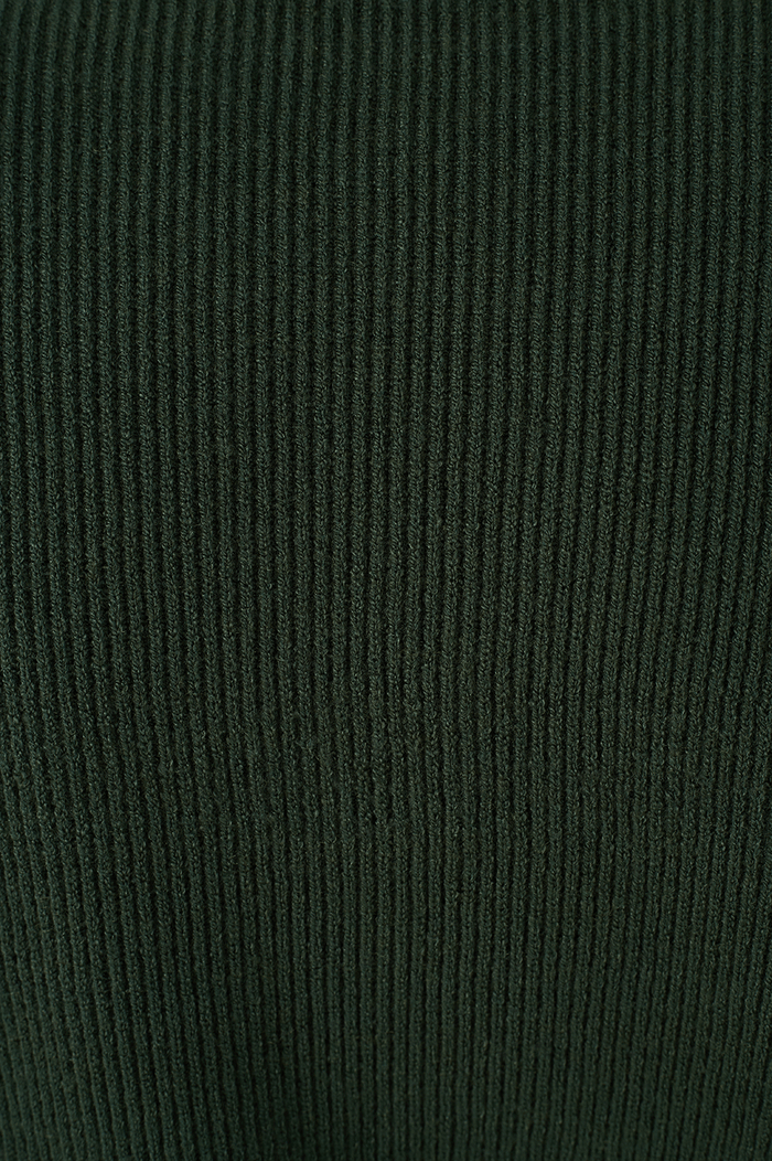 Green Short Sleeve Crew Neck Tricot Blouse_7