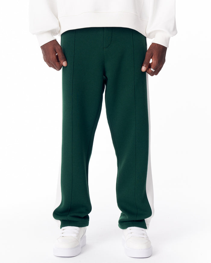Green-White Sweatpants With Stripes on Side