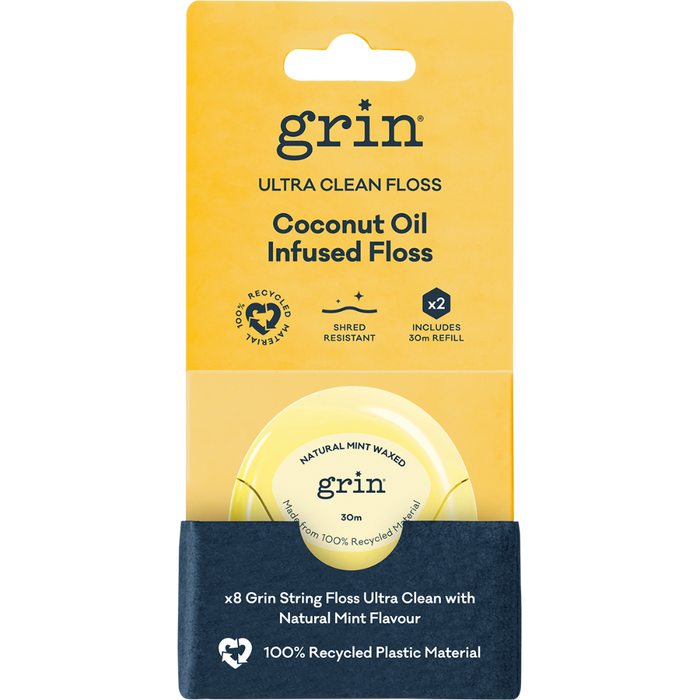 GRIN Ultra Clean Floss Coconut Oil Infused 30m + Refill - 2 Pack - L'Organic