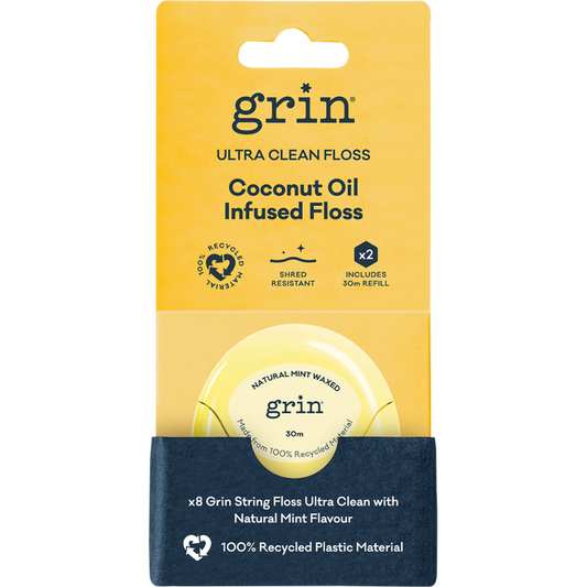 GRIN Ultra Clean Floss Coconut Oil Infused 30m + Refill - 2 Pack - L'Organic