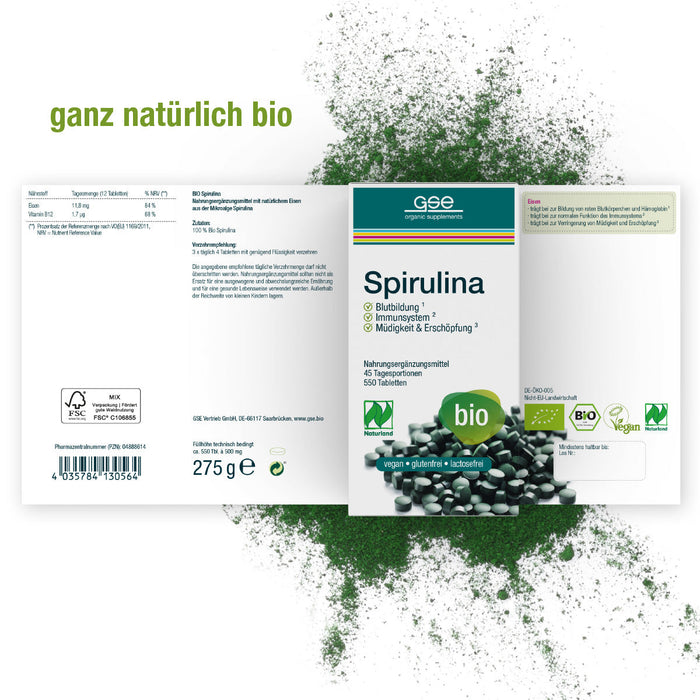 GSE - Naturland Bio Spirulina (Bio) - 550 Tabletten