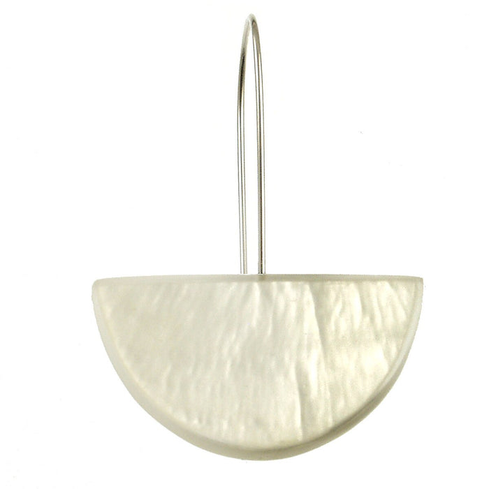 Half Moon Resin Dangle Earrings - White