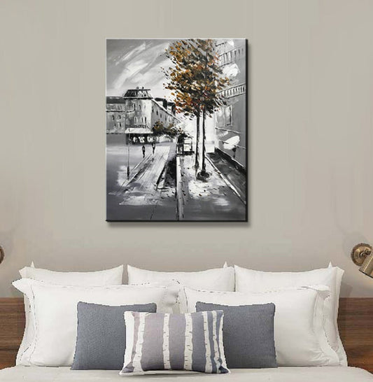 Handmade Oil Painting of London Calm Landscape View on Stretched Canvas