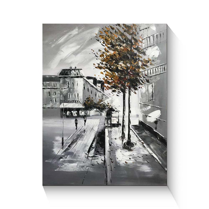 Handmade Oil Painting of London Calm Landscape View on Stretched Canvas