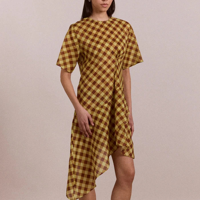 Harmony Midi Dress in Choc Avo Gingham