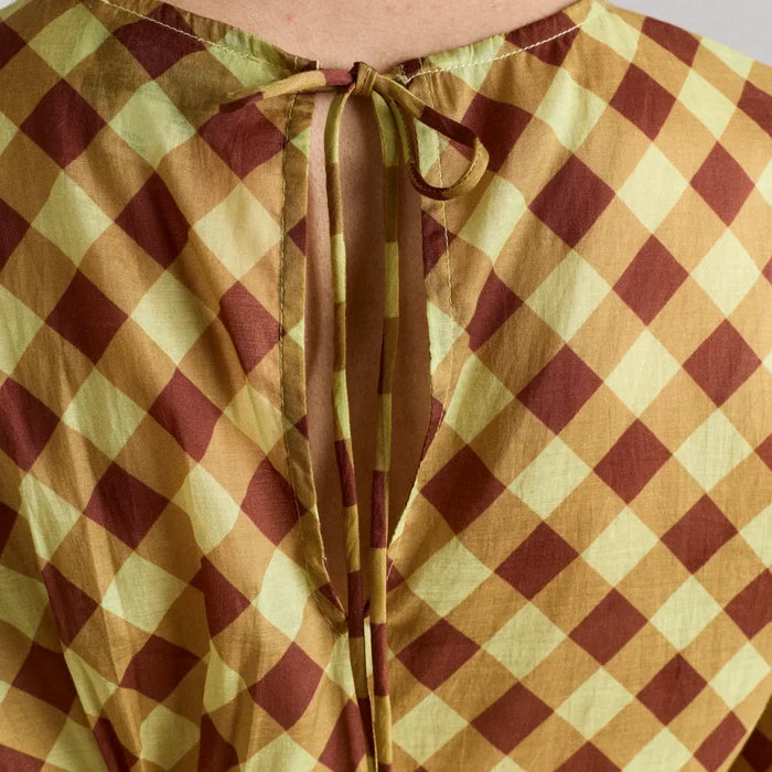 Harmony Midi Dress in Choc Avo Gingham